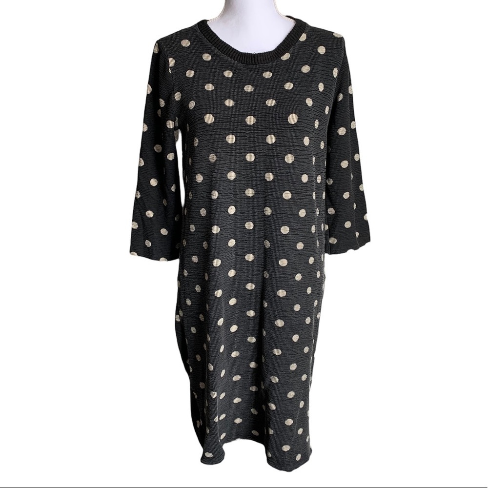 Zara Black & White Cream Polka Dot Dress Size Medium